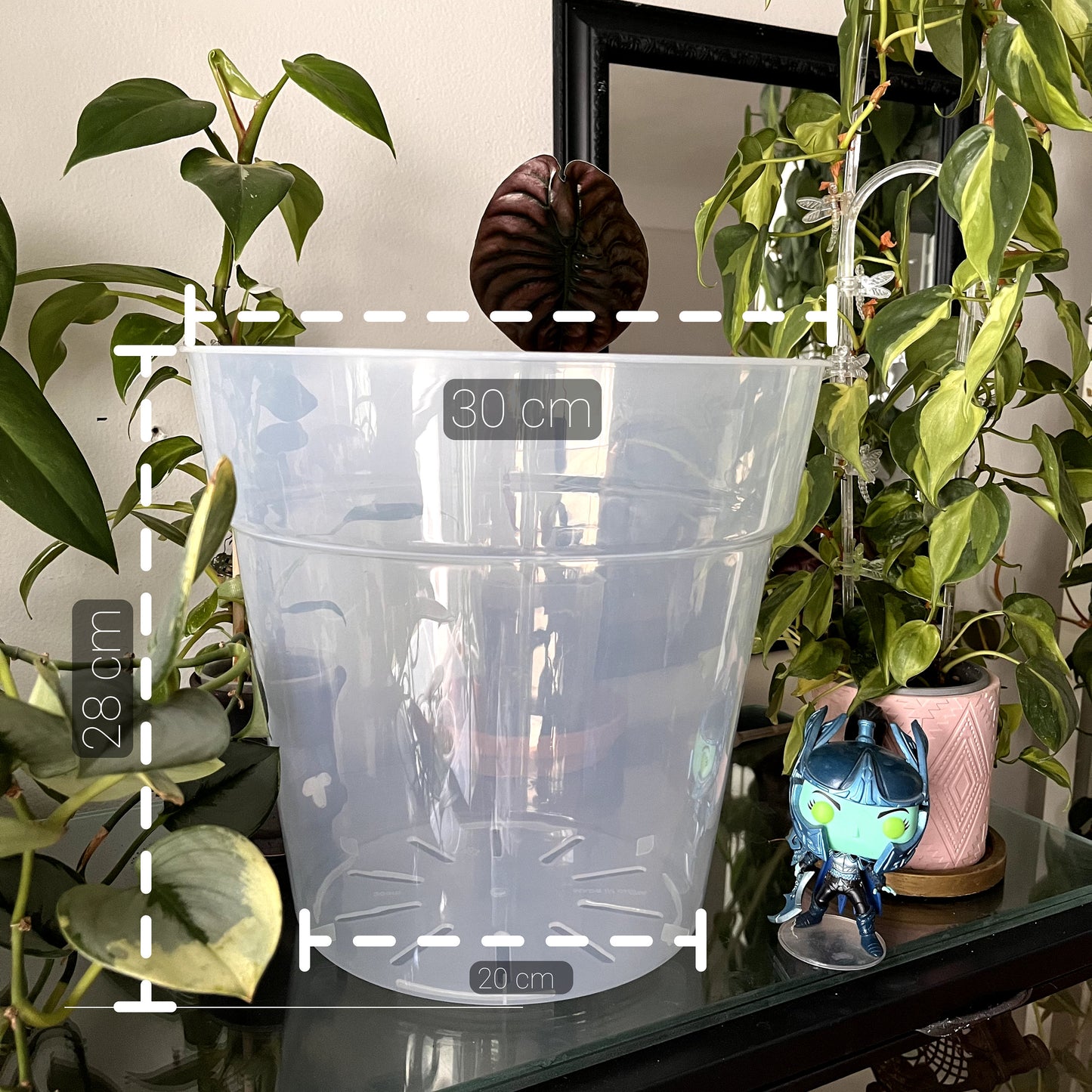 Extra Large Jumbo Clear Plastic Plant Pots for Houseplants, Aroids, Hoyas, Monstera 11.8 Inch/30 CM, Jumbo Pot, Clear Planter with drainage
