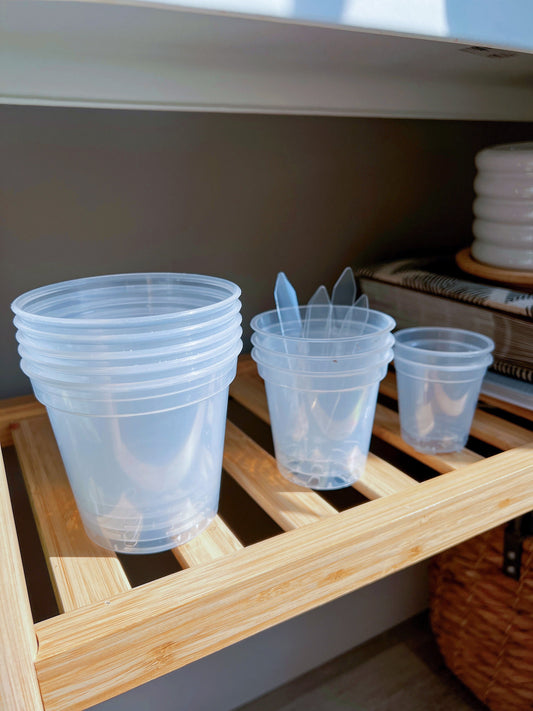 Clear Plastic Plant Pots five pack for ,Houseplants, Aroids, Hoyas, Monstera, Multiple Sizes